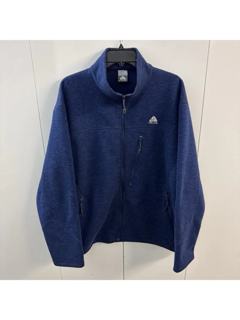 Vintage Nike ACG Jacket Mens XL Blue Wool Blend Fleece Full Zip Hiking Outdoor